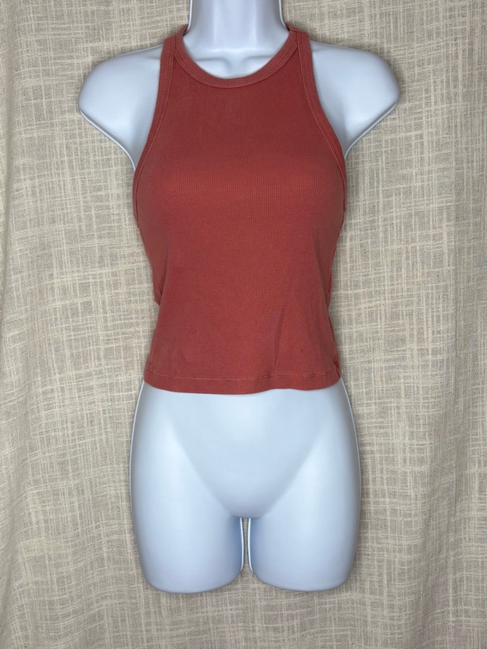 Abercrombie & Fitch SoftAF Essential Ribbed High-Neck Tank Mauve Rose - Size XS